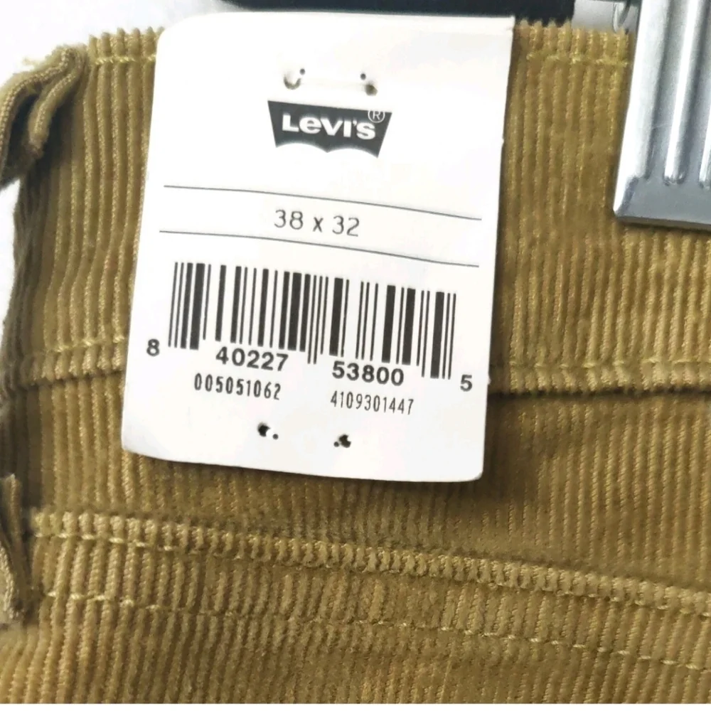 Levis 505 Men’s Size 38x 32 Regular Straight Fit‎ Corduroy Jeans Khaki Pants NEW